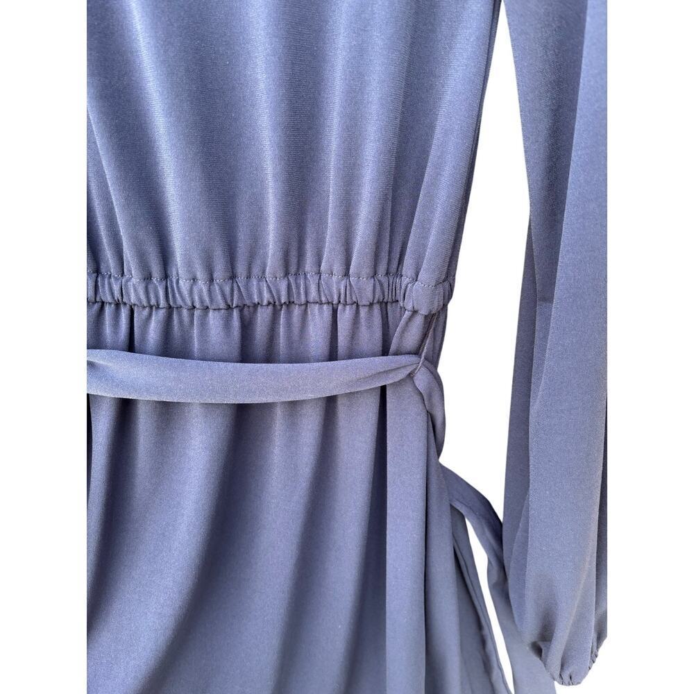 Michael Kors XS Navy Blue Long Sleeve Mini Dress Gold Chain Belted Ruffle - Picture 14 of 14